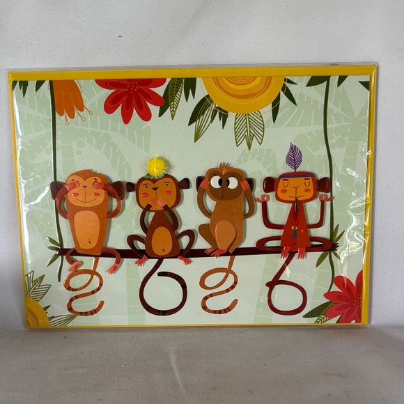 BURGOYNE Other - NWT Burgoyne Monkeys’Birthday 3D Card  Size-5"X7"